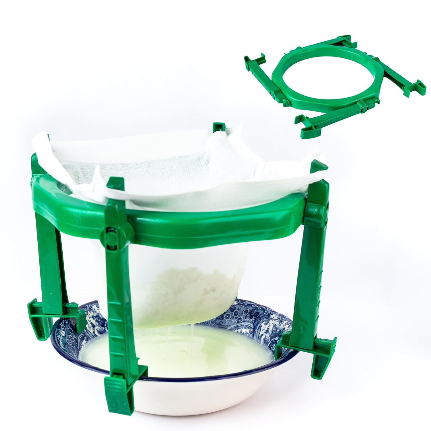 Paneer Maker & Curd Strainer with Foldable Stand and Muslin Cloth Yogurt Strainer, Hung Curd Maker, Greek Yogurt Maker