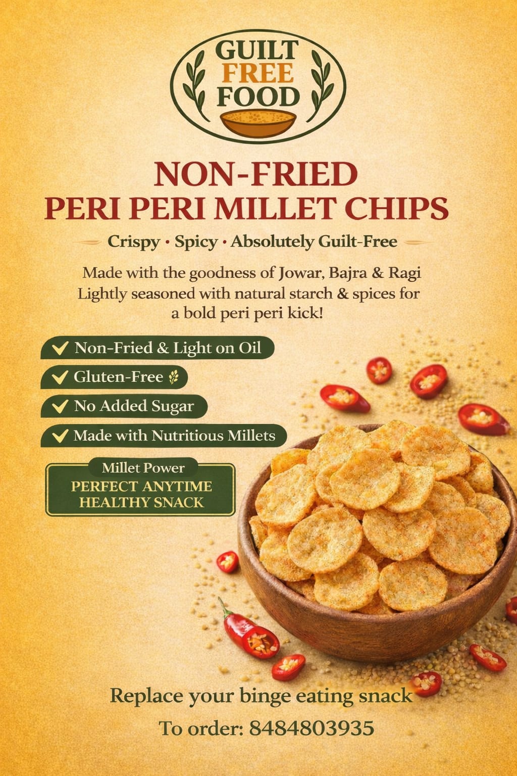 Perri Perri Millet Oil free chips 125gm