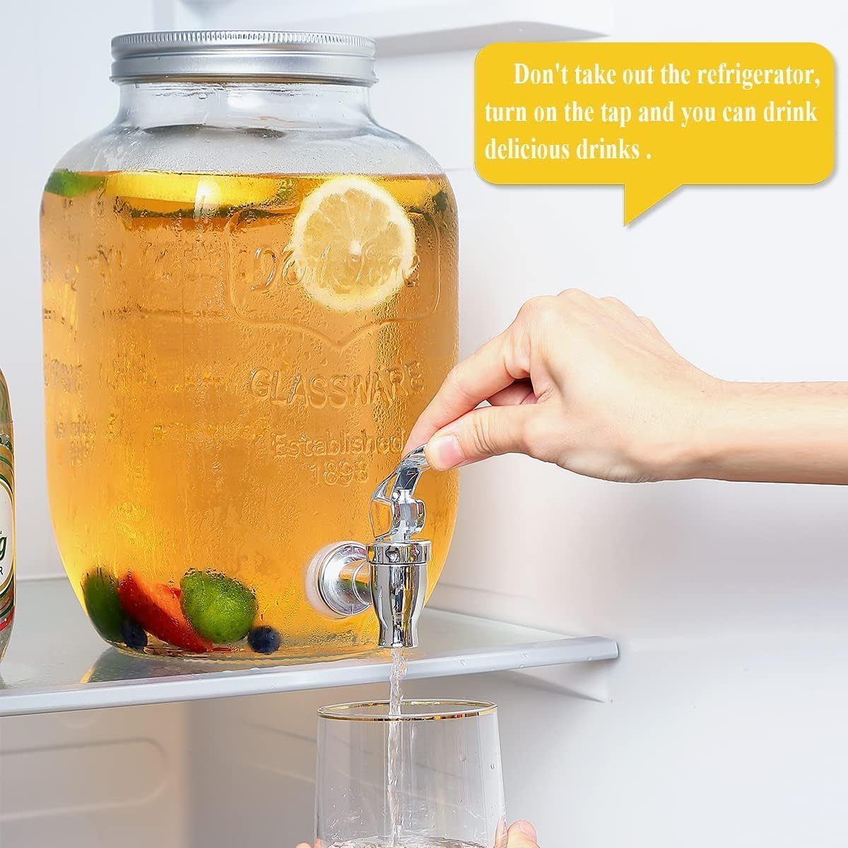 Glass Juice & Water Dispenser  4 Liter– Mason Jar with Tap