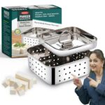 Paneer Maker Mould with Lid Stainless Steel  | Paneer Press & Tofu Press for Homemade Paneer, Tofu & Cheese Making | 450ml Square Mould
