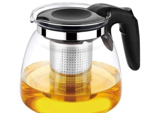 Glass Tea Pot with Stainless Steel Infuser|1000 ml Transparent Glass Kettle